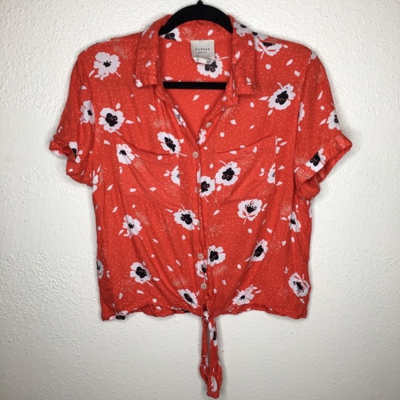 Harper Heritage Button Down Crop Top M - Picture 1 of 3